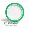 Medium-Weight Paper Plates, 8.5" Dia, White/Teal, 500/Carton