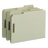 Recycled Pressboard Fastener Folders, 1/3-Cut Tab: Assorted, Expands 1", 2 Fasteners, Letter Size, Gray-Green, 25/Box
