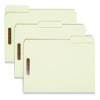 Recycled Pressboard Fastener Folders, 1/3-Cut Tab: Assorted, Expands 1", 2 Fasteners, Letter Size, Gray-Green, 25/Box