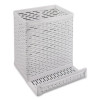Urban Collection Punched Metal Pencil Cup/Cell Phone Stand, Perforated Steel, 3.5 x 3.5, White