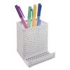 Urban Collection Punched Metal Pencil Cup/Cell Phone Stand, Perforated Steel, 3.5 x 3.5, White