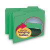 Interior File Folders, 1/3-Cut Tabs: Assorted, Letter Size, 0.75" Expansion, Green, 100/Box