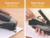 Inpower One-Finger Eco-Friendly Desktop Stapler, 25-Sheet Capacity, Black/Gray