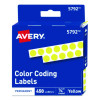 Handwrite-Only Permanent Self-Adhesive Round Color-Coding Labels In Dispensers, 0.25" Dia, Yellow, 450/Roll, (5792)
