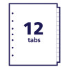 Preprinted Tab Dividers, 12-Tab, Jan. To Dec., 8.5 x 5.5, White, 1 Set