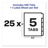 Print And Apply Index Maker Clear Label Unpunched Dividers, 5-Tab, 11 x 8.5, White, 25 Sets