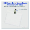 Heavy-Duty Clip-Style Badge Holders, Horizontal, 4 X 3, Clear, 100/Box