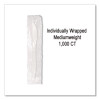 Individually Wrapped Mediumweight Cutlery, Knife, Plastic, White, 1,000/Carton