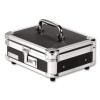 Locking Cash Box, 7 Compartments, Key Lock, 10" x 8.75" x 5", Black/Chrome