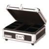 Locking Cash Box, 7 Compartments, Key Lock, 10" x 8.75" x 5", Black/Chrome
