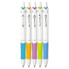 Acroball Purewhite Advanced Ink Hybrid Gel Pen, Retractable, Fine 0.7 Mm, Black Ink, Assorted Barrel Colors, 5/Pack