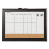 Home Decor Magnetic Dry Erase Board, Monthly Planning/Scheduling Calendar, 23" x 17", Tan/White Surface, Espresso Wood Frame