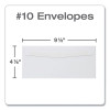 Business Envelope, #10, Commercial Flap, Side Seam, Gummed Closure, 24 Lb Bond Weight Paper, 4.13 x 9.5, White, 500/Box