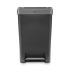 Premier Series Iii Step-On Waste Container, 12.4 Gal, Plastic, Black/Stainless Steel