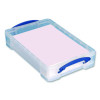 Snap-Lid Storage Bin, 1.05 Gal, 10.25" X 14.5" X 3.37", Clear/Blue
