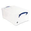 Snap-Lid Storage Bin, 2.38 Gal, 10.25" X 14.5" X 6.25", Clear/Blue