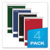 Steno Pad With Assorted Color Covers, Assorted Cover Colors, Gregg Rule, (80) White 6 x 9 Sheets, 4/Pack