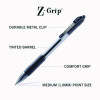 Z-Grip Ballpoint Pen, Retractable, Medium 1 Mm, Black Ink, Clear/Black Barrel, 24/Pack