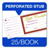 Gift Certificate With Stub Book, 7.81 x 3.25, Cream, 25 Certificates