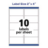 Shipping Labels w/ Trueblock Technology, Inkjet/Laser Printers, 2 x 4, White, 10/Sheet, 500 Sheets/Carton