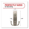 Adhesive Mount Metal Hook, Large, Double Hook, Brushed Nickel Finish, 4 Lb Capacity, 1 Hook And 2 Strips