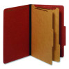 Reinforced Pressboard Classification Folders, 2/5-Cut Tab, Expands 2.5", 2 Dividers, 6 Fasteners, Legal Size, Red, 10/Box