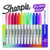 Glam Pop Permanent Markers, Fine Bullet Tip, Assorted Colors, 12/Pack