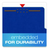 Pressboard Top Tab Classification Folders, 2/5-Cut Tab, Expands 1.75", 1 Divider, 4 Fasteners, Letter Size, Dark Blue, 10/Box