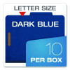 Pressboard Top Tab Classification Folders, 2/5-Cut Tab, Expands 1.75", 1 Divider, 4 Fasteners, Letter Size, Dark Blue, 10/Box