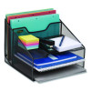 Metal Mesh Vertical File Holder Paper Tray Desktop Organizer, 2-Tier/5-Compartment, Letter Size, 11.25 x 12.5 x 9.5, Black