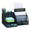 7-Compartment Metal Desk Organizer, 11 x 5.5 x 5, Black Metal Mesh