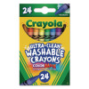 Ultra-Clean Washable Crayons, Regular Size, 0.31" x 3.63", 24 Assorted Colors, 24/Pack