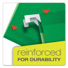 Extra Capacity Reinforced Hanging File Folders With Box Bottom, 2" Capacity, Letter Size, 1/5-Cut Tabs, Bright Green, 25/Box