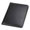 Contrast Stitch Leather Padfolio, 8 1/2 X 11, Leather, Black