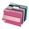 Interior File Folders, 1/3-Cut Tabs: Assorted, Letter Size, Assorted Colors: Aqua/Black/Gray/Pink/Violet, 100/Box