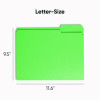 Colored File Folders, 1/3-Cut Tabs: Assorted, Letter Size, 0.75" Expansion, Green, 100/Box