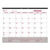 Monthly Desk Pad Calendar, 22 x 17, White/Burgundy Sheets, Black Binding, Clear Corners, 12-Month (Jan To Dec): 2026