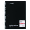 Wirebound Notebook, 1-Subject, Medium/College Rule, Black Cover, (100) 11 x 8.5 Sheets
