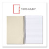 Wirebound Notebook, 3-Subject, Medium/College Rule, Black Cover, (120) 9.5 x 6 Sheets