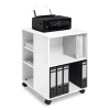 Flexible Multi-Functional Cart For Office Storage, Wood, 6 Shelves, 20.79 x 23.31 x 29.45, White