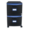 Two-Drawer Mobile Filing Cabinet, 2 Legal/Letter-Size File Drawers, Black/Blue, 14.75" X 18.25" X 26"