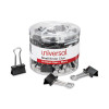 Binder Clips With Storage Tub, Small, Black/Silver, 40/Pack