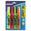 Hi-Liter Desk-Style Highlighter, Assorted Ink Colors, Chisel Tip, Assorted Barrel Colors, 4/Set