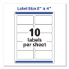 Shipping Labels W/ Trueblock Technology, Inkjet Printers, 2 X 4, White, 10/Sheet, 100 Sheets/Box