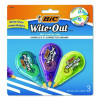 Wite-Out Brand Mini Correction Tape, Non-Refillable, 0.2" x 26.2 Ft, White Tape, Assorted Dispenser Colors, 3/Pack