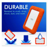 Rugged Portable External Hard Drive, 2 Tb, Usb-C, Orange/Silver
