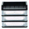 Medium Three-Drawer Desktop Storage, 3 Sections, Letter Size Files, 14.25 X 11.88 X 11.25, Black/Clear