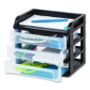 Medium Three-Drawer Desktop Storage, 3 Sections, Letter Size Files, 14.25 X 11.88 X 11.25, Black/Clear