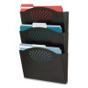 Steel Wall Pocket, 3 Sections, Letter Size, 12" x 3.25" x 17.25", Black