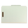 Recycled Pressboard Classification Folders, 2/5-Cut Tab, Expands3", 3 Dividers, 8 Fasteners, Legal Size, Gray-Green, 10/Box